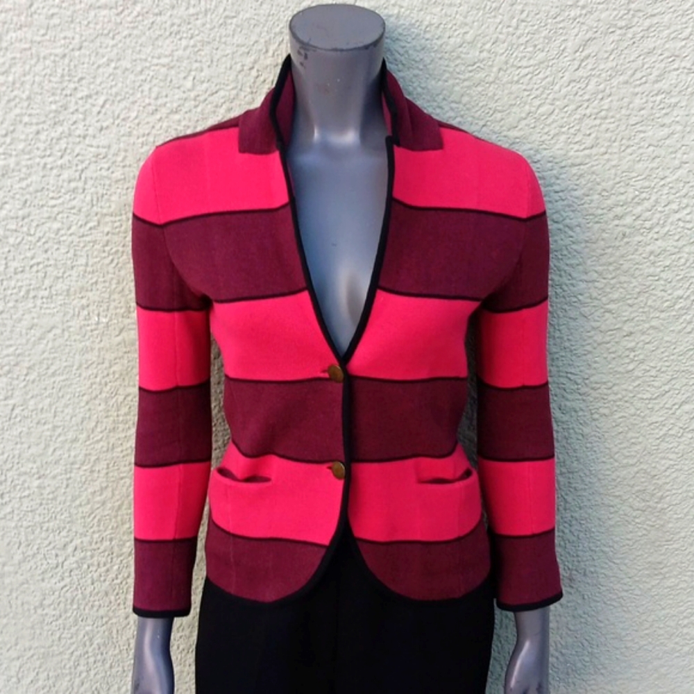 ANN TAYLOR LOFT PETITES LADIES PURE COTTON (2) METAL BUTTON CLOSURE LUX BLAZER